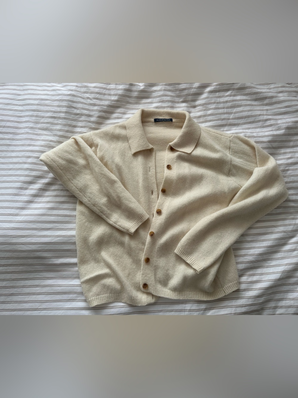 Brandy Melville Cream Button-Down Collared Cardigan